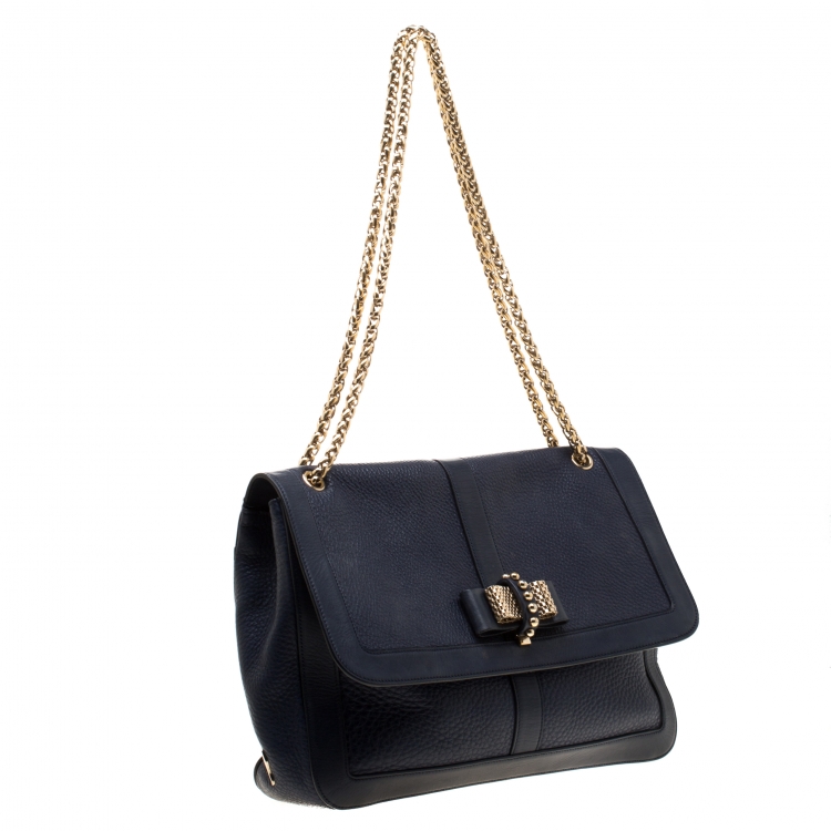 Pre Owned Christian Louboutin Blue Leather Sweet Charity Bag