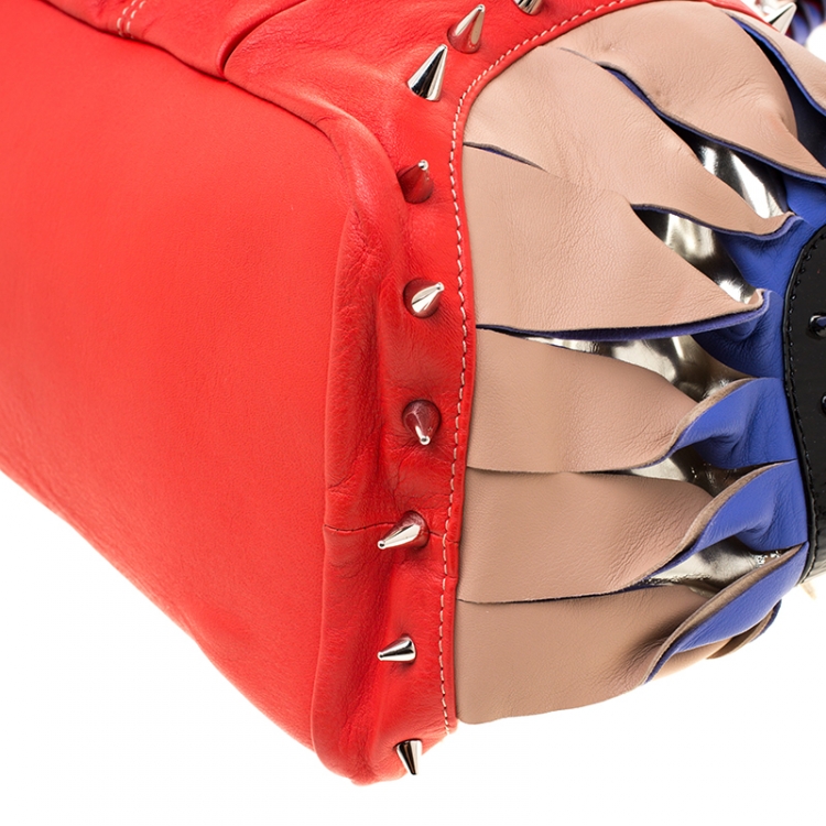Pre Owned Christian Louboutin Multicolor Leather Spike Talita Tote