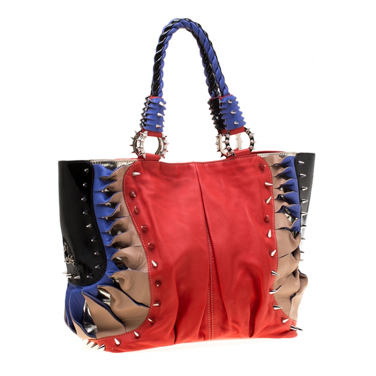 Pre Owned Christian Louboutin Multicolor Leather Spike Talita Tote