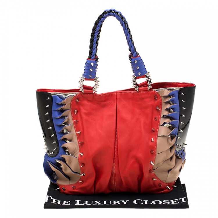 Pre Owned Christian Louboutin Multicolor Leather Spike Talita Tote