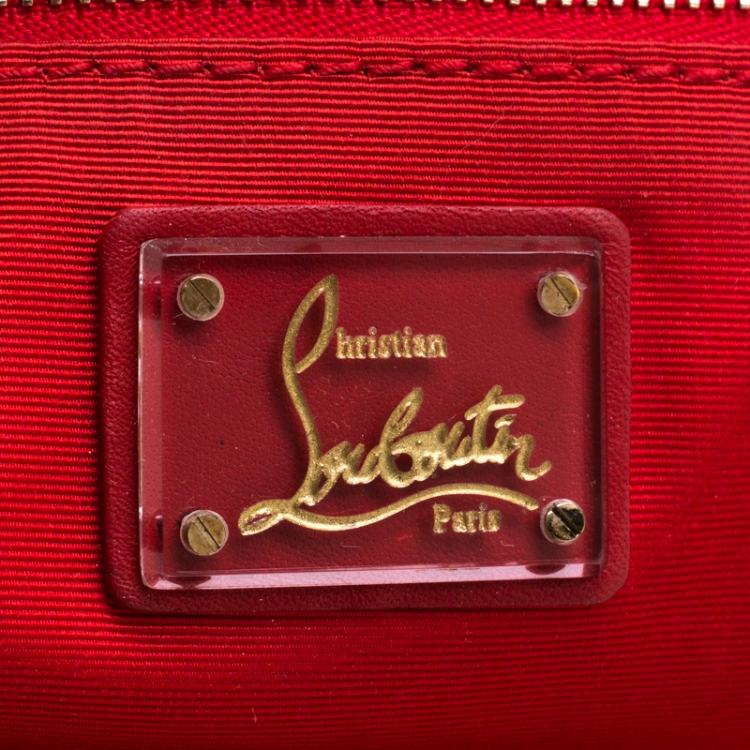 Pre Owned Christian Louboutin Black Metallic Leather Loubiday Clutch