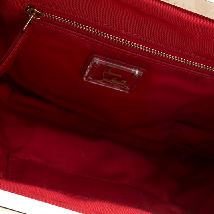Pre Owned Christian Louboutin Black Metallic Leather Loubiday Clutch