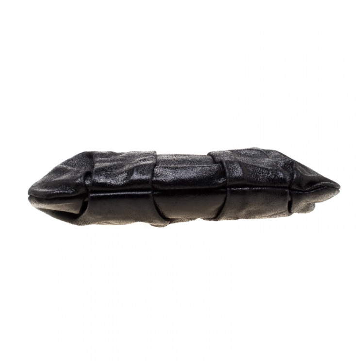 Pre Owned Christian Louboutin Black Metallic Leather Loubiday Clutch