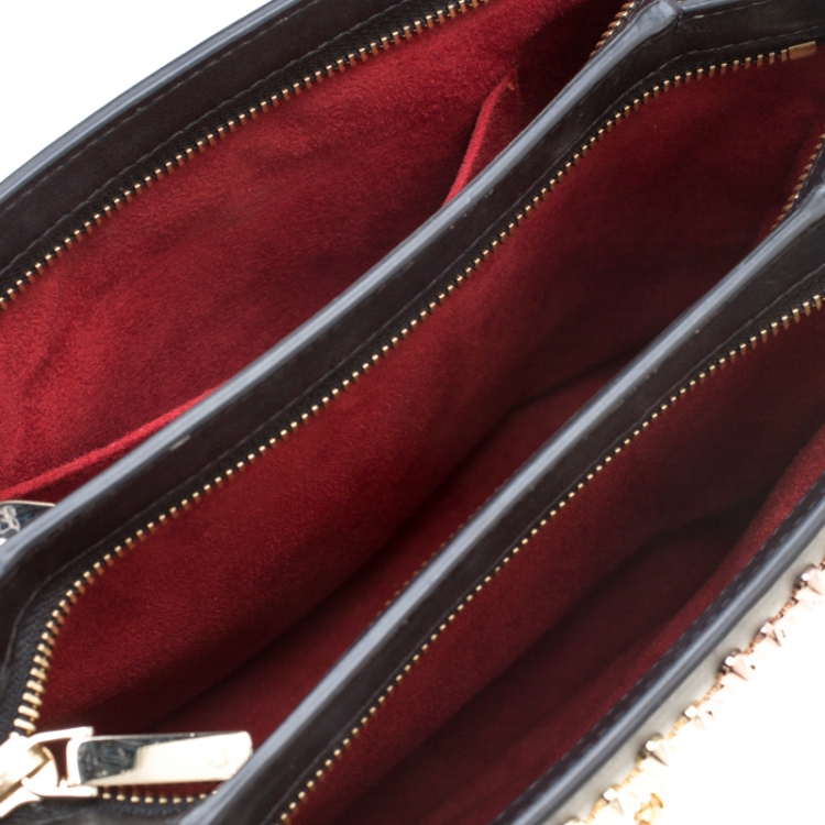Pre Owned Christian Louboutin Black Leather Large Triloubi Spiked Shoulder Bag