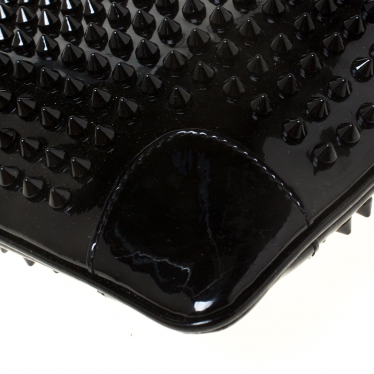 Pre Owned Christian Louboutin Black Spiked Peter Crossbody Bag