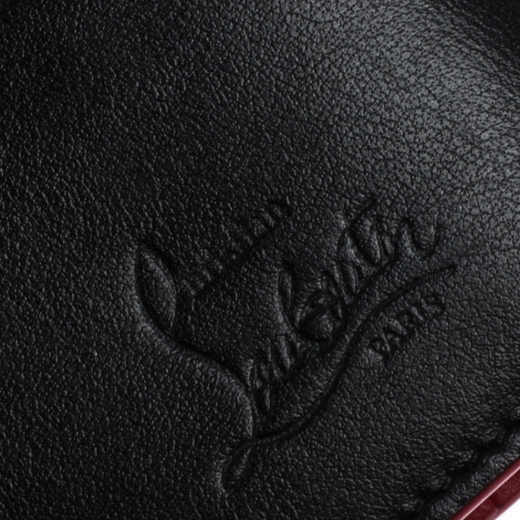 Pre Owned Christian Louboutin Black/Red Leather Clipsos Studded Bifold Wallet