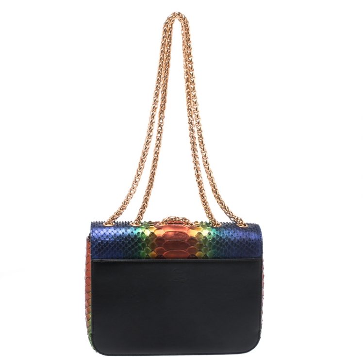 مملوكة مسبقًا Christian Louboutin Multicolor Python Sweet Charity Loubi Bow Shoulder Bag