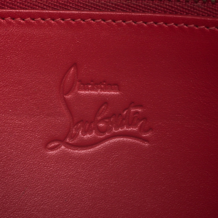 Pre Owned Christian Louboutin Blue Leather Panettone Spikes  Zip Around Wallet