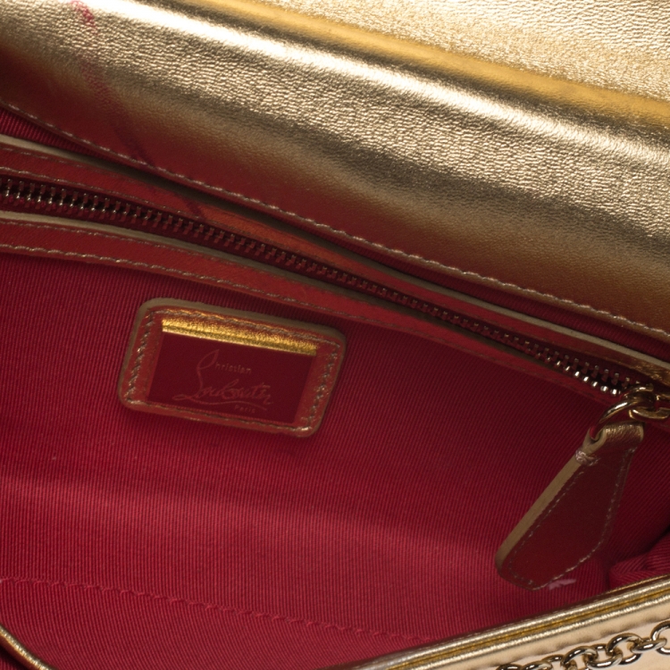 Pre Owned Christian Louboutin Metallic Gold Leather Riviera Chain Clutch