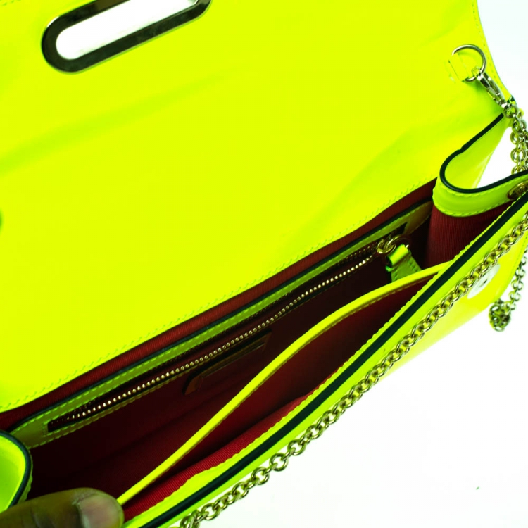 Pre Owned Christian Louboutin Neon Green Leather Riviera Clutch Bag