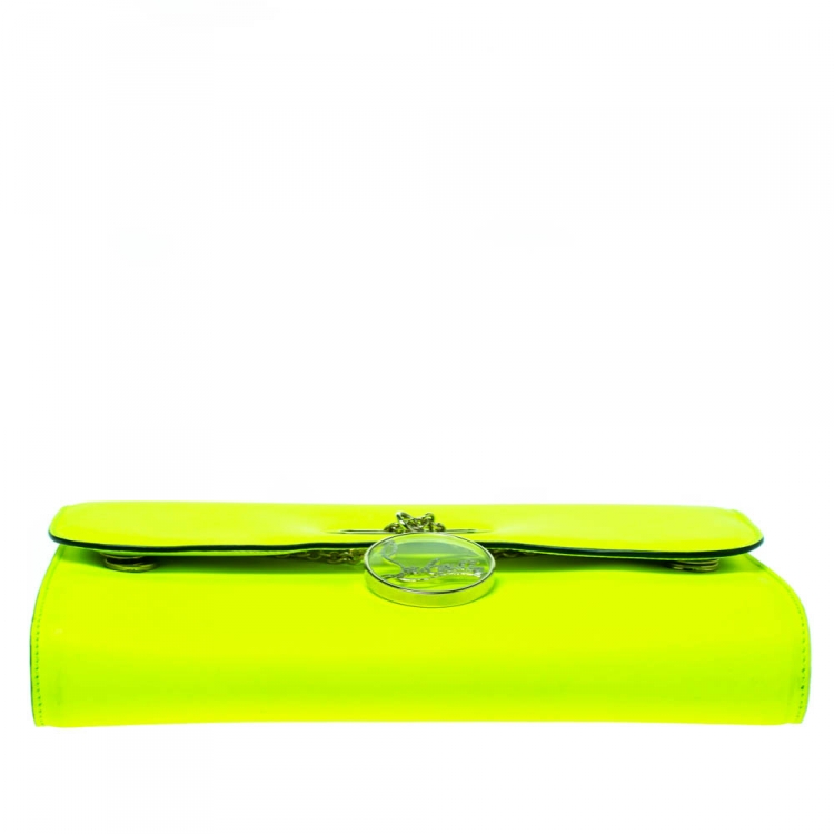 Pre Owned Christian Louboutin Neon Green Leather Riviera Clutch Bag