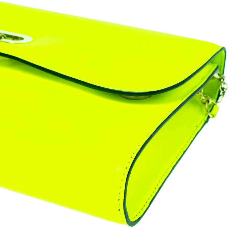 Pre Owned Christian Louboutin Neon Green Leather Riviera Clutch Bag