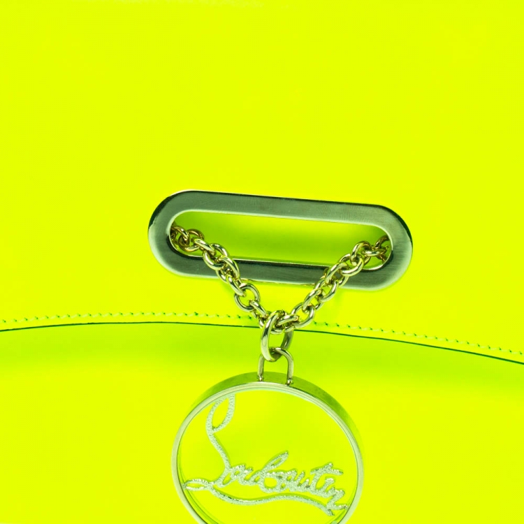 Pre Owned Christian Louboutin Neon Green Leather Riviera Clutch Bag