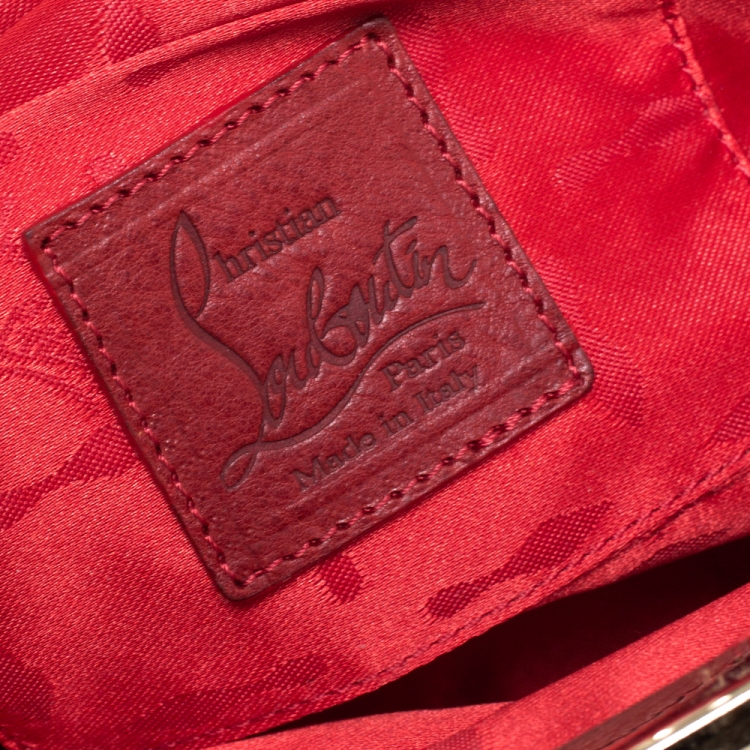 Pre Owned Christian Louboutin Red Satin Mount Street Chain Clutch