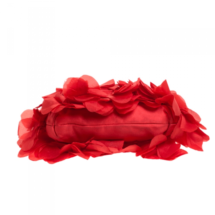 Pre Owned Christian Louboutin Red Satin Mount Street Chain Clutch