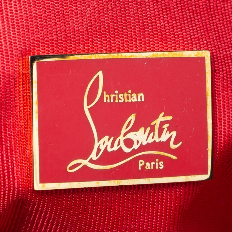 Pre Owned Christian Louboutin Black/Gold Suede and Glitter Lame Fabric Sweet Charity  Shoulder Bag