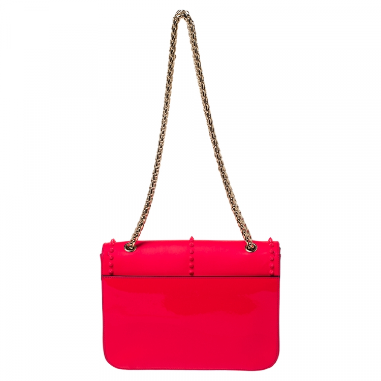 Pre Owned Christian Louboutin Neon Pink Leather Sweet Charity Shoulder Bag