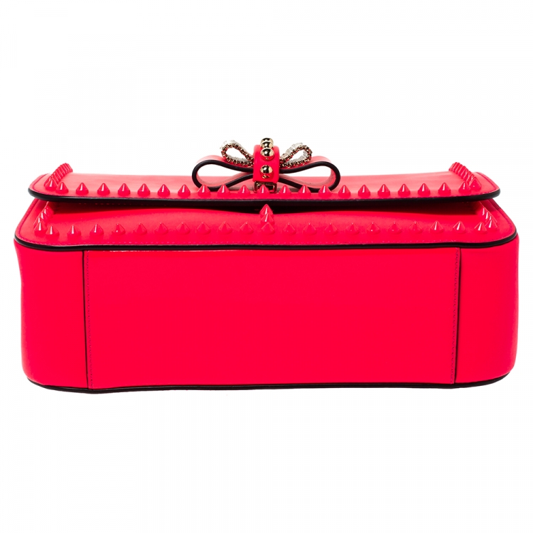 Pre Owned Christian Louboutin Neon Pink Leather Sweet Charity Shoulder Bag