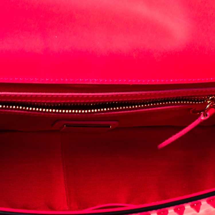 Pre Owned Christian Louboutin Neon Pink Leather Sweet Charity Shoulder Bag