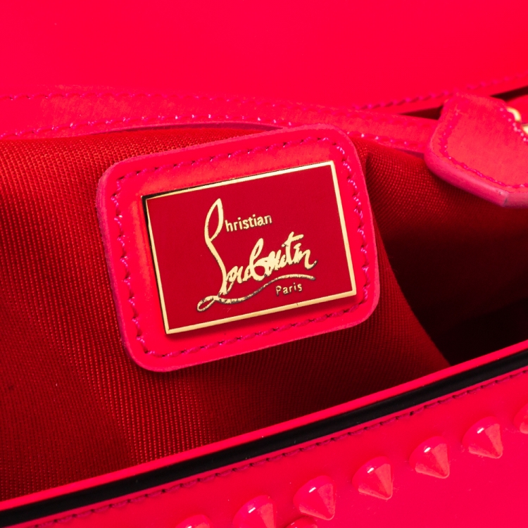 Pre Owned Christian Louboutin Neon Pink Leather Sweet Charity Shoulder Bag