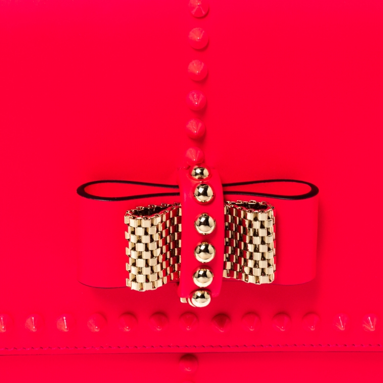 Pre Owned Christian Louboutin Neon Pink Leather Sweet Charity Shoulder Bag