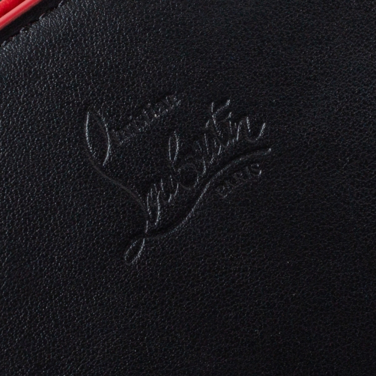 Pre Owned Christian Louboutin Black Leather Paloma Spiked Chain Clutch