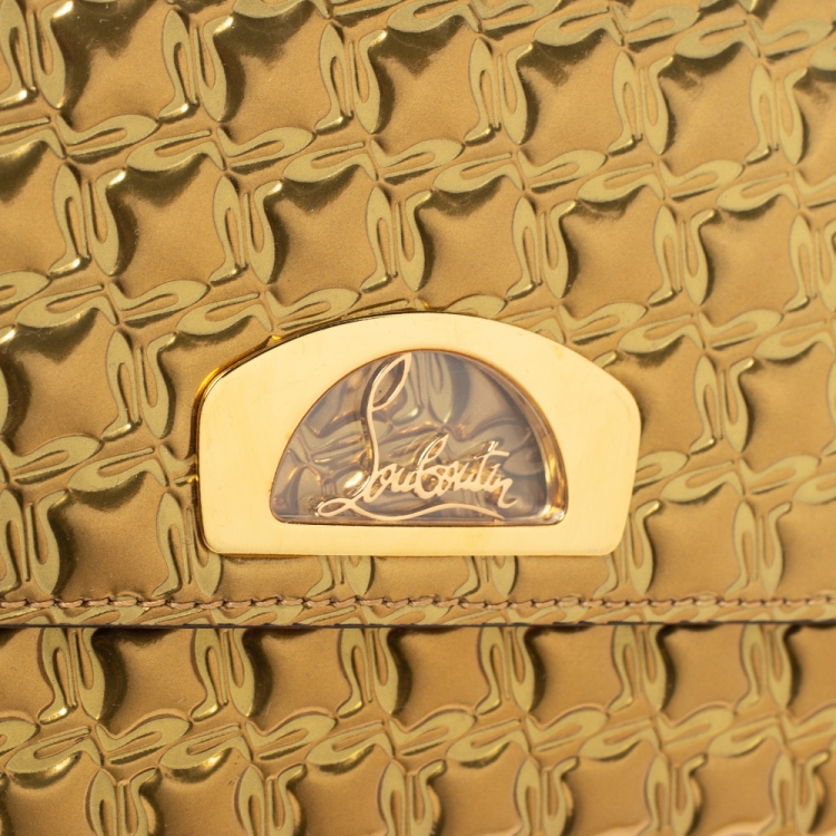 Pre Owned Christian Louboutin Metallic Gold Leather Vero Dodat Chain Clutch   