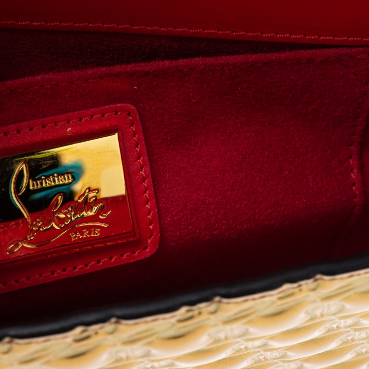 Pre Owned Christian Louboutin Metallic Gold Leather Vero Dodat Chain Clutch   