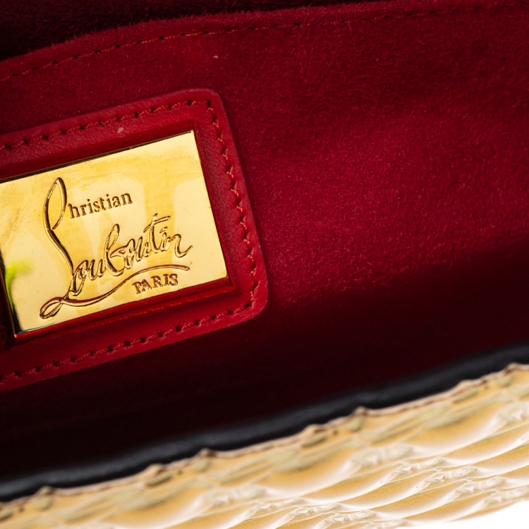 Pre Owned Christian Louboutin Metallic Gold Leather Vero Dodat Chain Clutch   