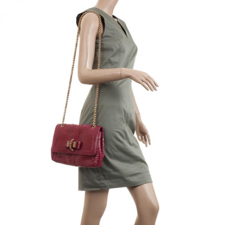 Pre Owned Christian Louboutin Pink Python Large Sweet Charity Bag