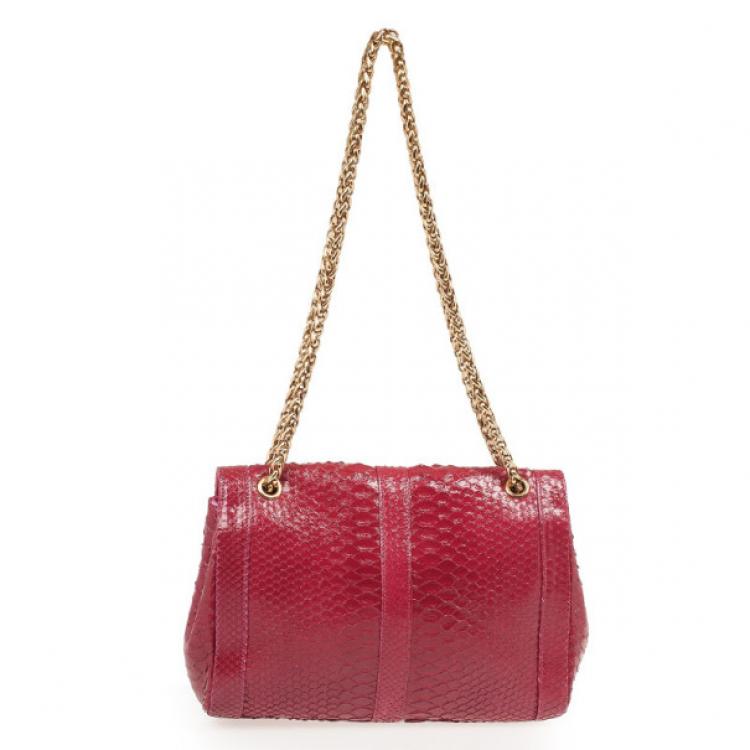 Pre Owned Christian Louboutin Pink Python Large Sweet Charity Bag