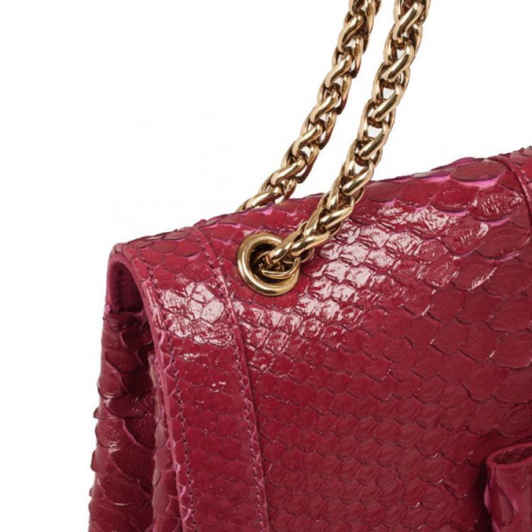 Pre Owned Christian Louboutin Pink Python Large Sweet Charity Bag