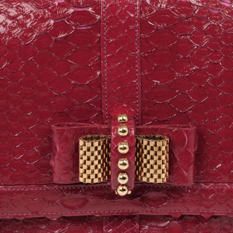 Pre Owned Christian Louboutin Pink Python Large Sweet Charity Bag