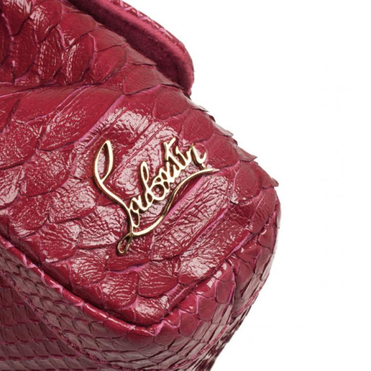 Pre Owned Christian Louboutin Pink Python Large Sweet Charity Bag