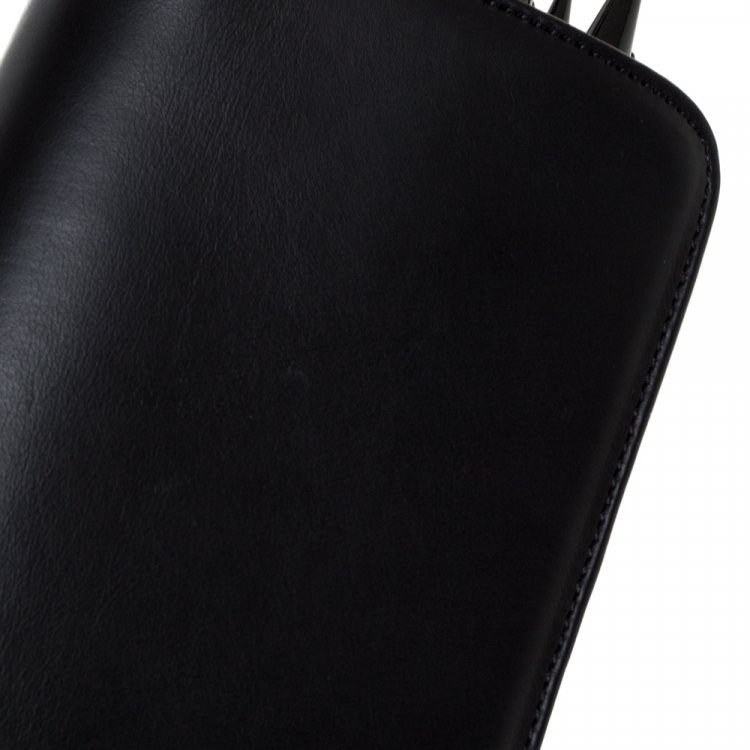 Pre Owned Christian Louboutin Black Leather Marquise Spiked Clutch