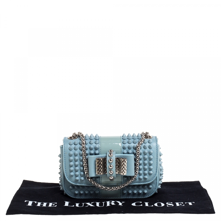 Pre Owned Christian Louboutin Blue Leather Mini Spiked Sweet Charity Crossbody Bag