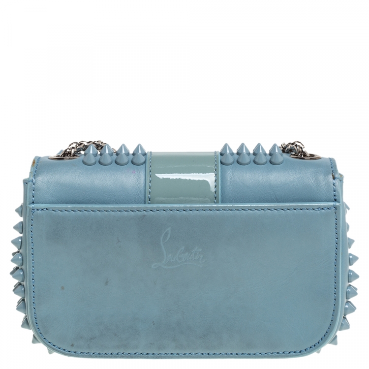 Pre Owned Christian Louboutin Blue Leather Mini Spiked Sweet Charity Crossbody Bag