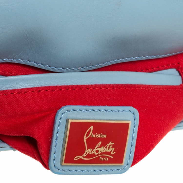 Pre Owned Christian Louboutin Blue Leather Mini Spiked Sweet Charity Crossbody Bag