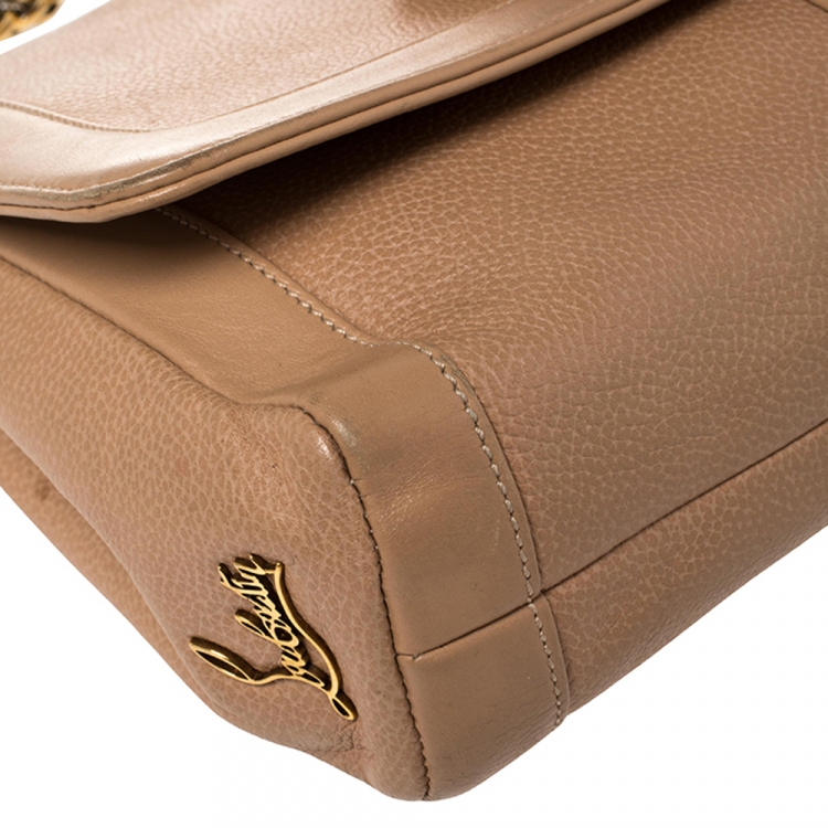 Pre Owned Christian Louboutin Beige Leather Sweet Charity Shoulder Bag