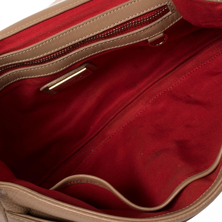 Pre Owned Christian Louboutin Beige Leather Sweet Charity Shoulder Bag