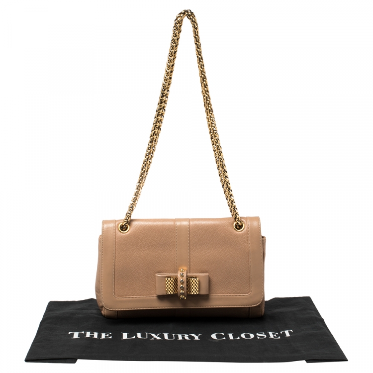 Pre Owned Christian Louboutin Beige Leather Sweet Charity Shoulder Bag