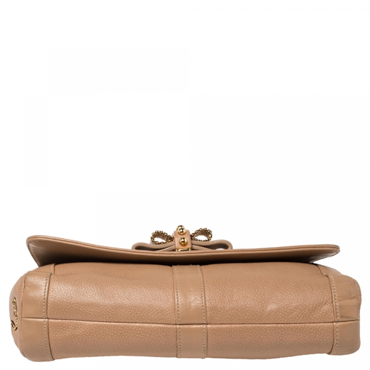 Pre Owned Christian Louboutin Beige Leather Sweet Charity Shoulder Bag