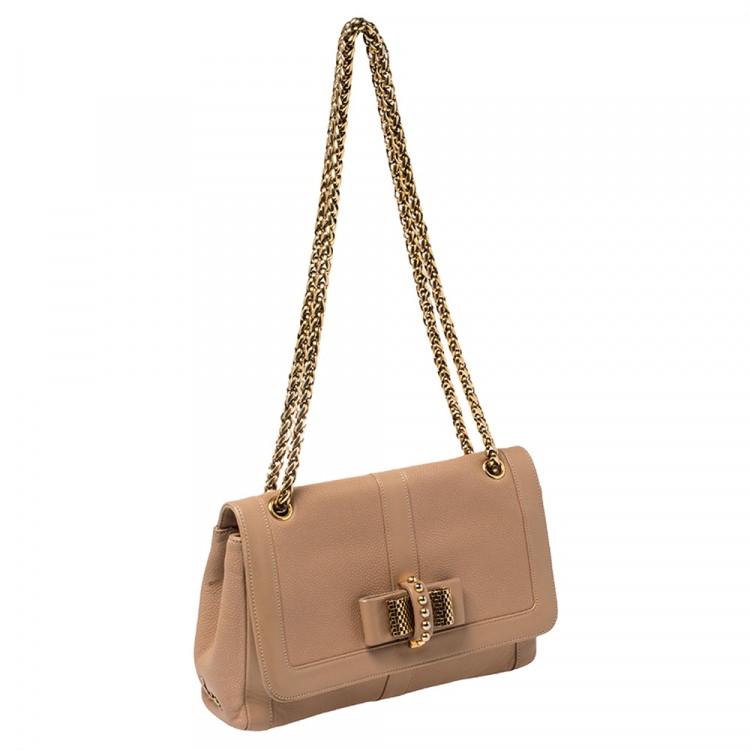 Pre Owned Christian Louboutin Beige Leather Sweet Charity Shoulder Bag