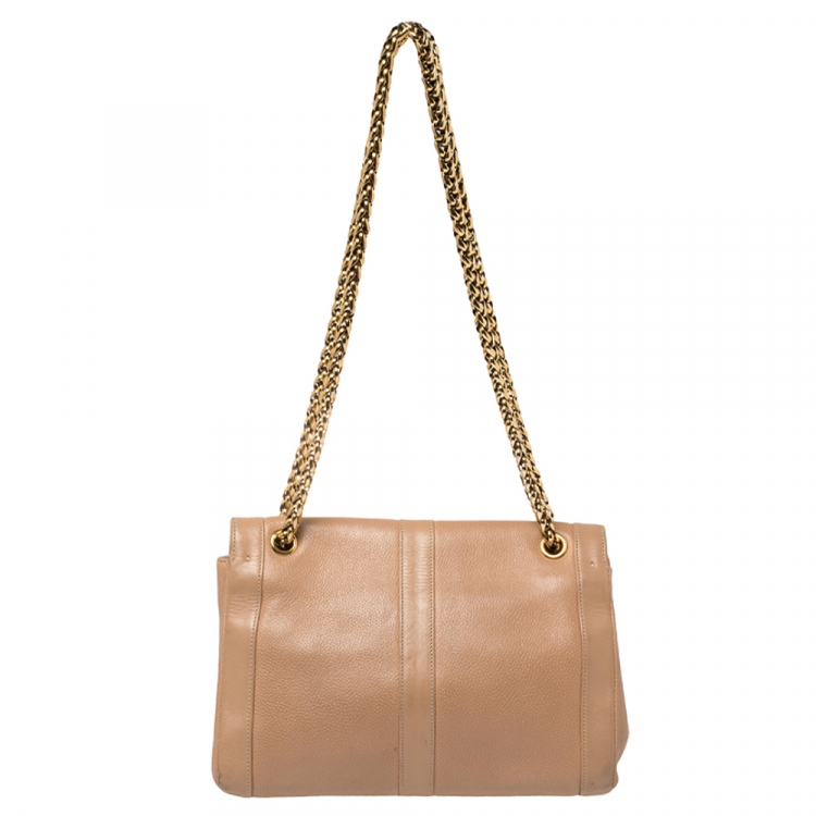 Pre Owned Christian Louboutin Beige Leather Sweet Charity Shoulder Bag
