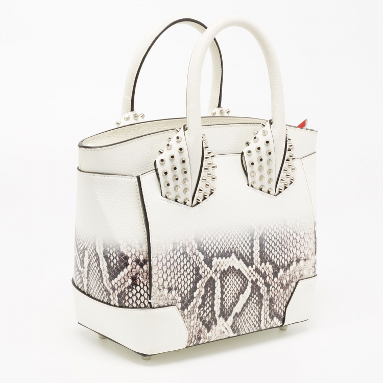 Pre Owned Christian Louboutin White Snakeskin Effect Leather Small Eloise Satchel