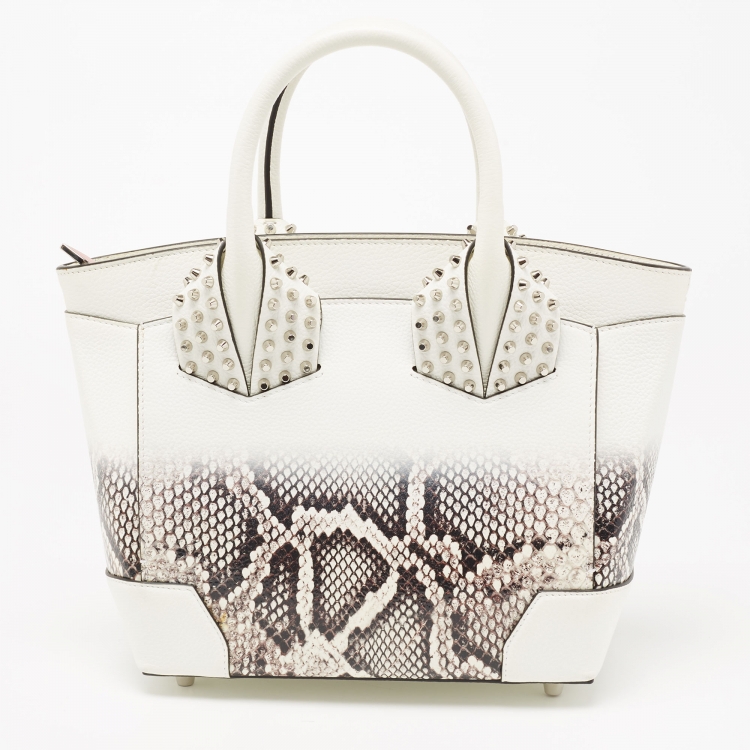 Pre Owned Christian Louboutin White Snakeskin Effect Leather Small Eloise Satchel