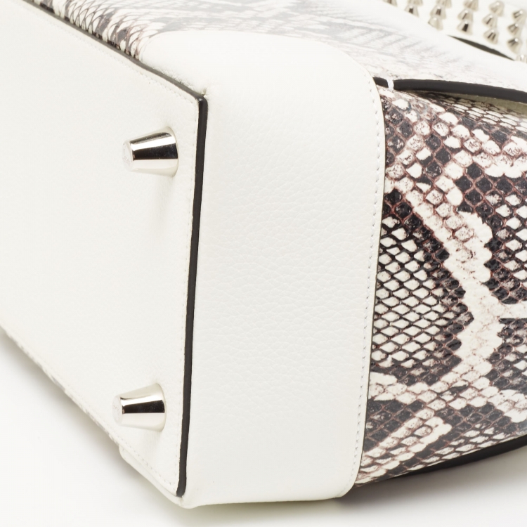 Pre Owned Christian Louboutin White Snakeskin Effect Leather Small Eloise Satchel