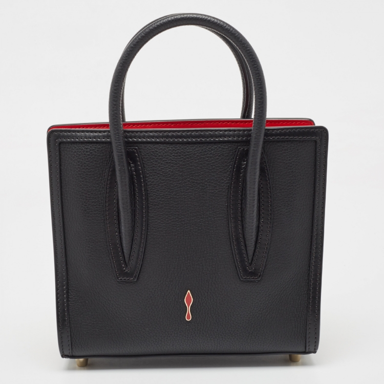 Pre Owned Christian Louboutin Black/Red Leather Mini Studded Paloma Tote