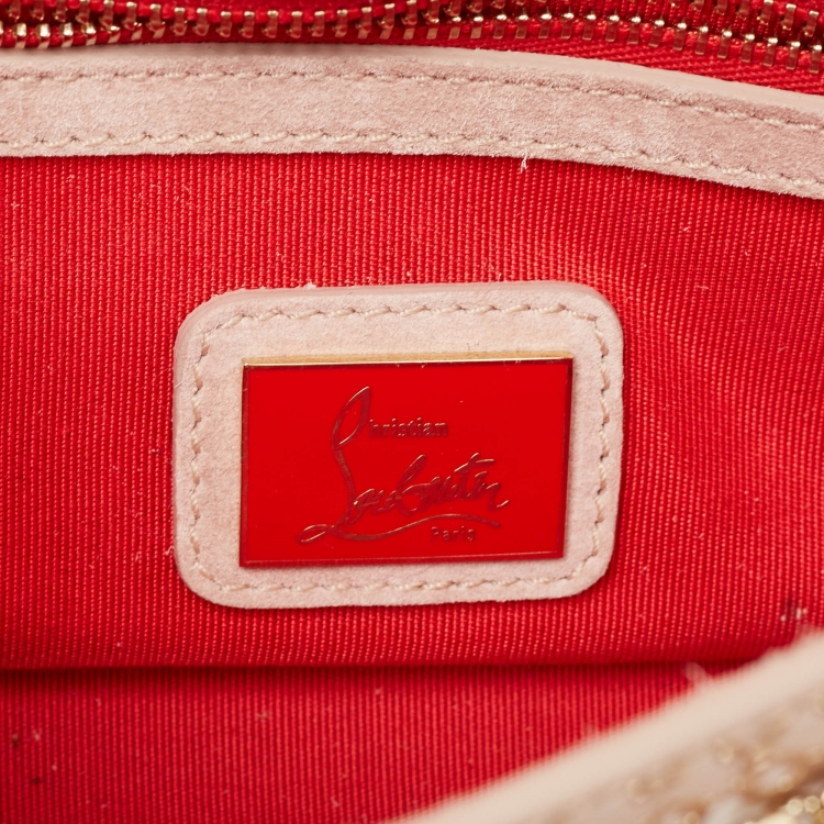 Pre Owned Christian Louboutin Beige Patent Leather Riviera Clutch