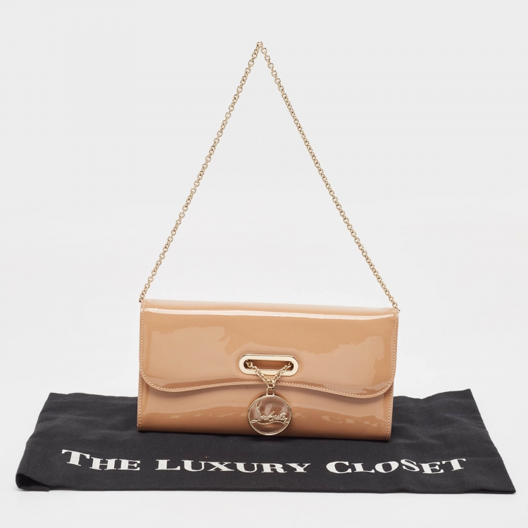 Pre Owned Christian Louboutin Beige Patent Leather Riviera Clutch